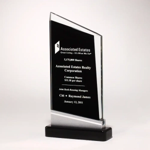 Zenith Series Glass Award Black Base and Silver Accent (3 Sizes)